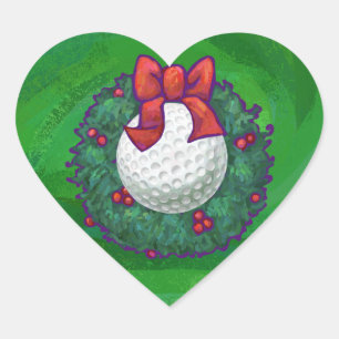 Golf Ball-kerstmis met groen Hart Sticker