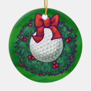 Golf Ball-kerstmis met groen Keramisch Ornament