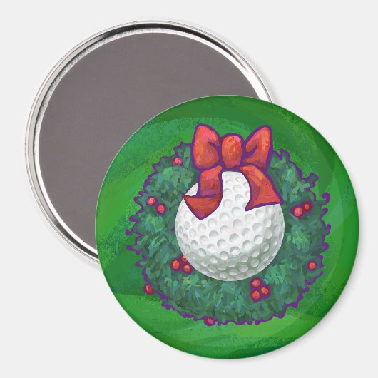 Golf Ball-kerstmis met groen Magneet (Voorkant / Achterkant)