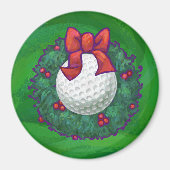 Golf Ball-kerstmis met groen Magneet (Voorkant)