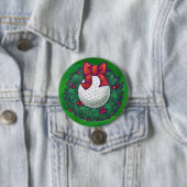 Golf Ball-kerstmis met groen Ronde Button 7,6 Cm (In situ)