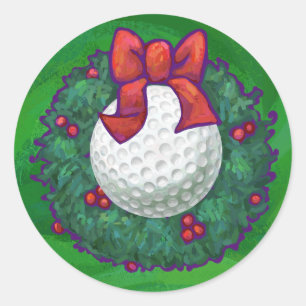 Golf Ball-kerstmis met groen Ronde Sticker
