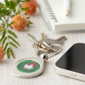 Golf Ball-kerstmis met groen Sleutelhanger (Zijkant)