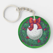 Golf Ball-kerstmis met groen Sleutelhanger (Voorkant)