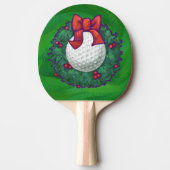 Golf Ball-kerstmis met groen Tafeltennisbatje (Voorkant)