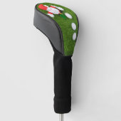 Golf Ball Kerstmis met Sinterklaas op groen Golfheadcover (Schuin)
