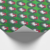 Golf Ball Kerstmis - Patroon op groen Cadeaupapier (Hoek)