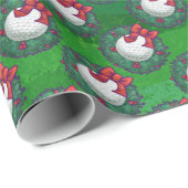 Golf Ball Kerstmis - Patroon op groen Cadeaupapier (Rol Hoek)