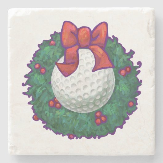 Golf Ball Kerstmis Stenen Onderzetter (Voorkant)