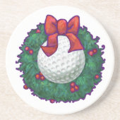 Golf Ball Kerstmis Zandsteen Onderzetter (Voorkant)