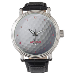 Golf Ball Kijk Gepersonaliseerd Monogram Horloge