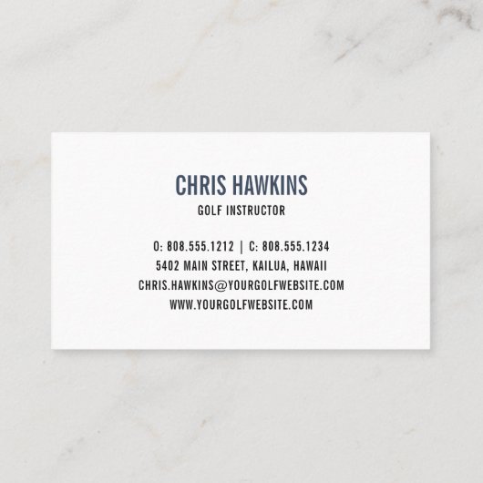Golf Ball Logo | Golf Pro of Instructor Visitekaartje (Achterkant)