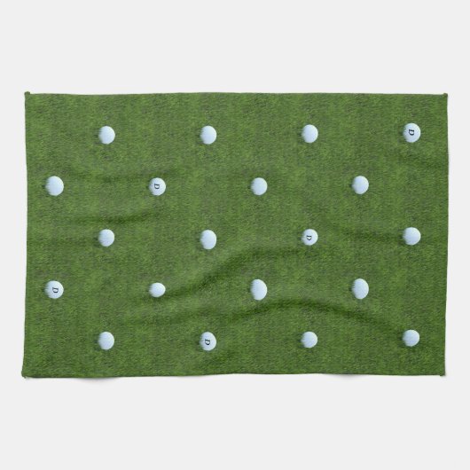 Golf Ball Monogram Green Golfer Kitchen Towel Theedoek (Horizontaal)