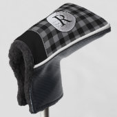 Golf ball monogrammed grey buffalo plaid custom golfheadcover (3/4 voorkant)