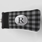 Golf ball monogrammed grey buffalo plaid custom golfheadcover (Voorkant)