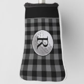Golf ball monogrammed grey buffalo plaid custom golfheadcover (Draai 90)