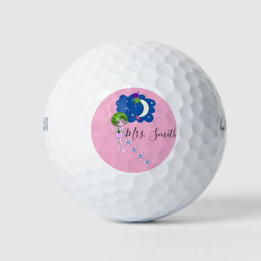 Golf Ball Moon Pink Floral Golfballen (Voorkant)