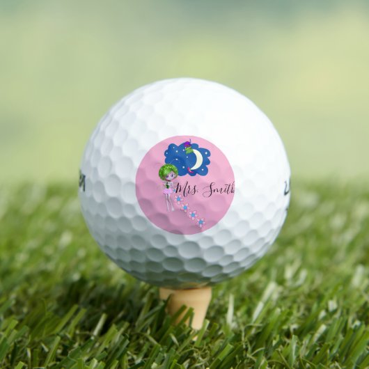 Golf Ball Moon Pink Floral Golfballen (Insitu Shirt)