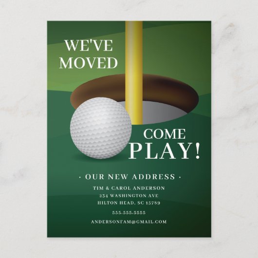 Golf Ball Moving Announcement-kaart Aankondigingskaart (Voorkant)