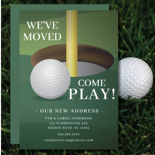 Golf Ball Moving Announcement-kaart Kaart