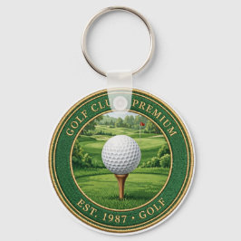 Golf Ball On Tee Premium Keychain