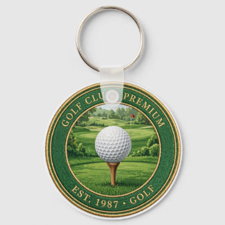 Golf Ball On Tee Premium Keychain