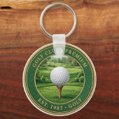 Golf Ball On Tee Premium Keychain (Achterkant)