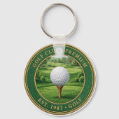 Golf Ball On Tee Premium Keychain (Achterkant)