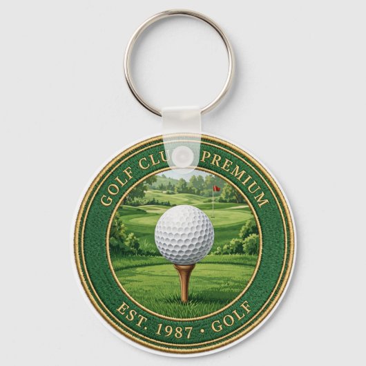 Golf Ball On Tee Premium Keychain (Achterkant)