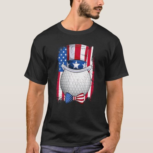 Golf Ball & oom Sam Pet Amerikaanse vlag 4e jul T-shirt (Voorkant)