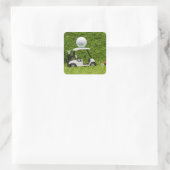 Golf Ball op Golf Cart over groene gras Vierkante Sticker (Tas)