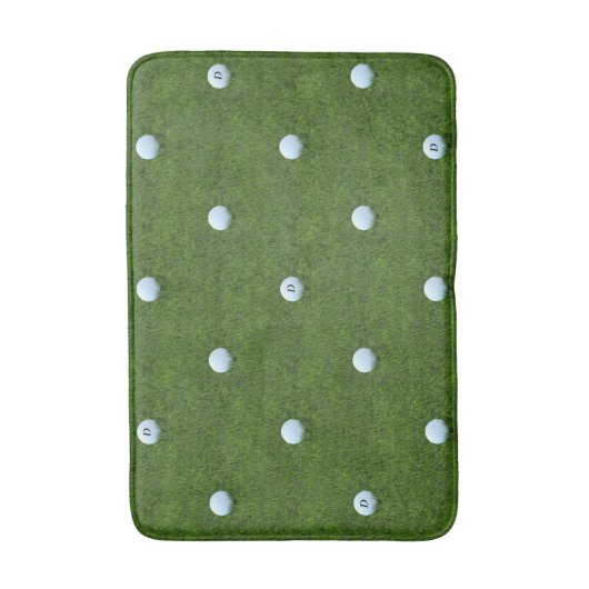 Golf Ball Pattern Monogram Golfer's Green Bath Mat (Voorkant Verticaal)