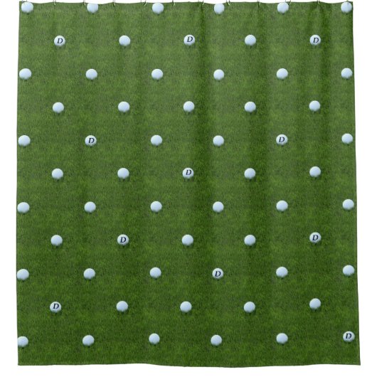Golf Ball Pattern Monogram Green Showgordijn Douchegordijn (Voorkant)