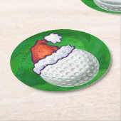Golf Ball-Pet met kerstmis op groen Ronde Kartonnen Onderzetter (Gebogen)