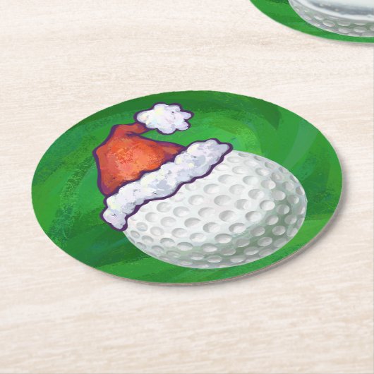 Golf Ball-Pet met kerstmis op groen Ronde Kartonnen Onderzetter (Gebogen)