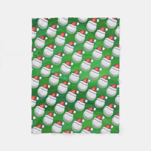 Golf Ball-Petten met kerstmis op groen Fleece Deken (Voorkant)