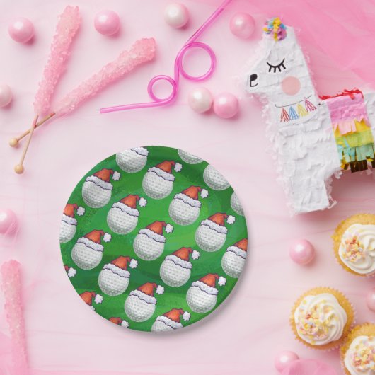 Golf Ball-Petten met kerstmis op groen Papieren Bordje (Feest)