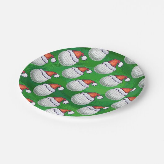 Golf Ball-Petten met kerstmis op groen Papieren Bordje (Gekanteld)