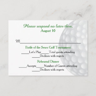 Golf Ball pre Weddenschap RSVP-kaart RSVP Kaartje