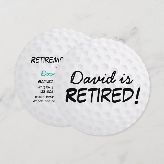 Golf Ball Retirement Party Kaart (Voorkant / Achterkant)