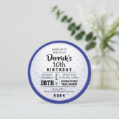 GOLF BALL ROUND BLUE Birthday Party Invitation Kaart (Staand voorkant)