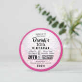 GOLF BALL ROUND PINK Birthday Party Invitation Kaart (Staand voorkant)