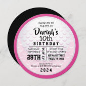 GOLF BALL ROUND PINK Birthday Party Invitation Kaart (Voorkant / Achterkant)