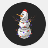 Golf Ball Snowman Christmas Lights Funny Snowman S Ronde Sticker (Voorkant)