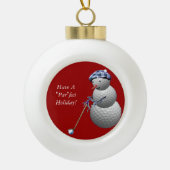 Golf Ball Snowman Keramische Bal Ornament (Voorkant)