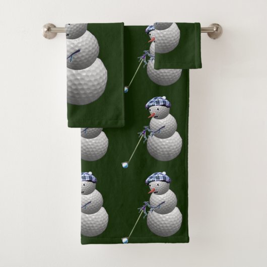 Golf Ball Snowman Kerstmis Bad Handdoek (Insitu)