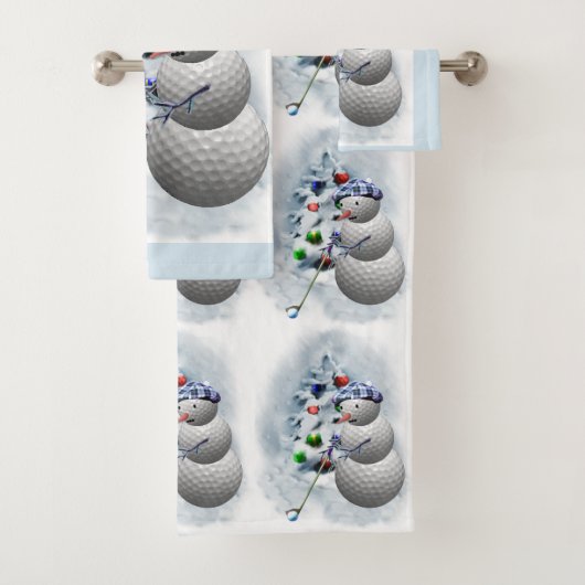 Golf Ball Snowman Kerstmis Bad Handdoek (Insitu)