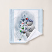 Golf Ball Snowman Kerstmis Bad Handdoek (Wasdoekje)
