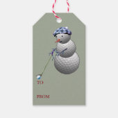Golf Ball Snowman Kerstmis Cadeaulabel (Voorkant)