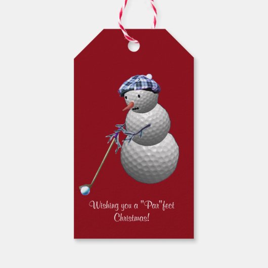 Golf Ball Snowman Kerstmis Cadeaulabel (Achterkant)
